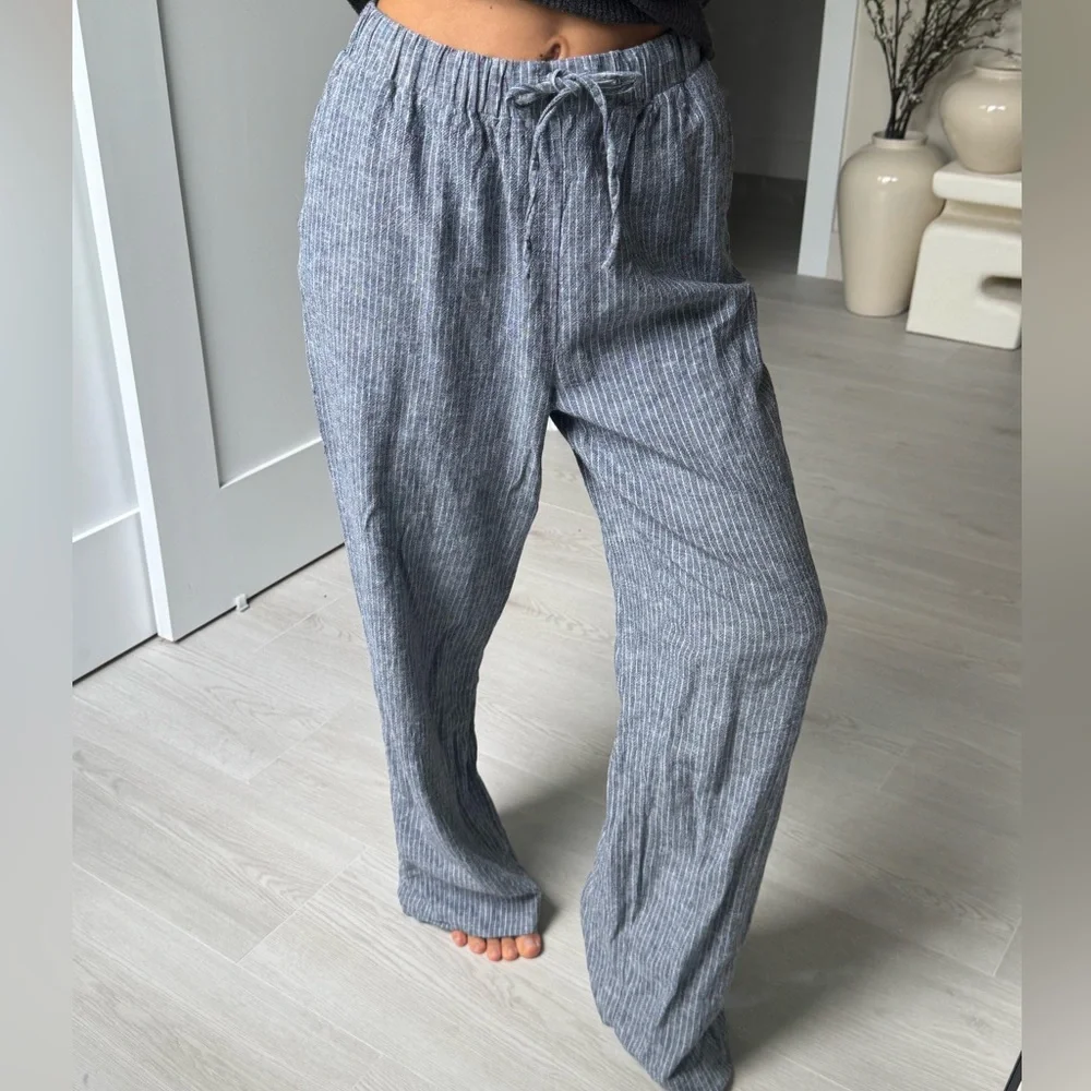 Gray Striped Women's Pants - Picture 3 of 3